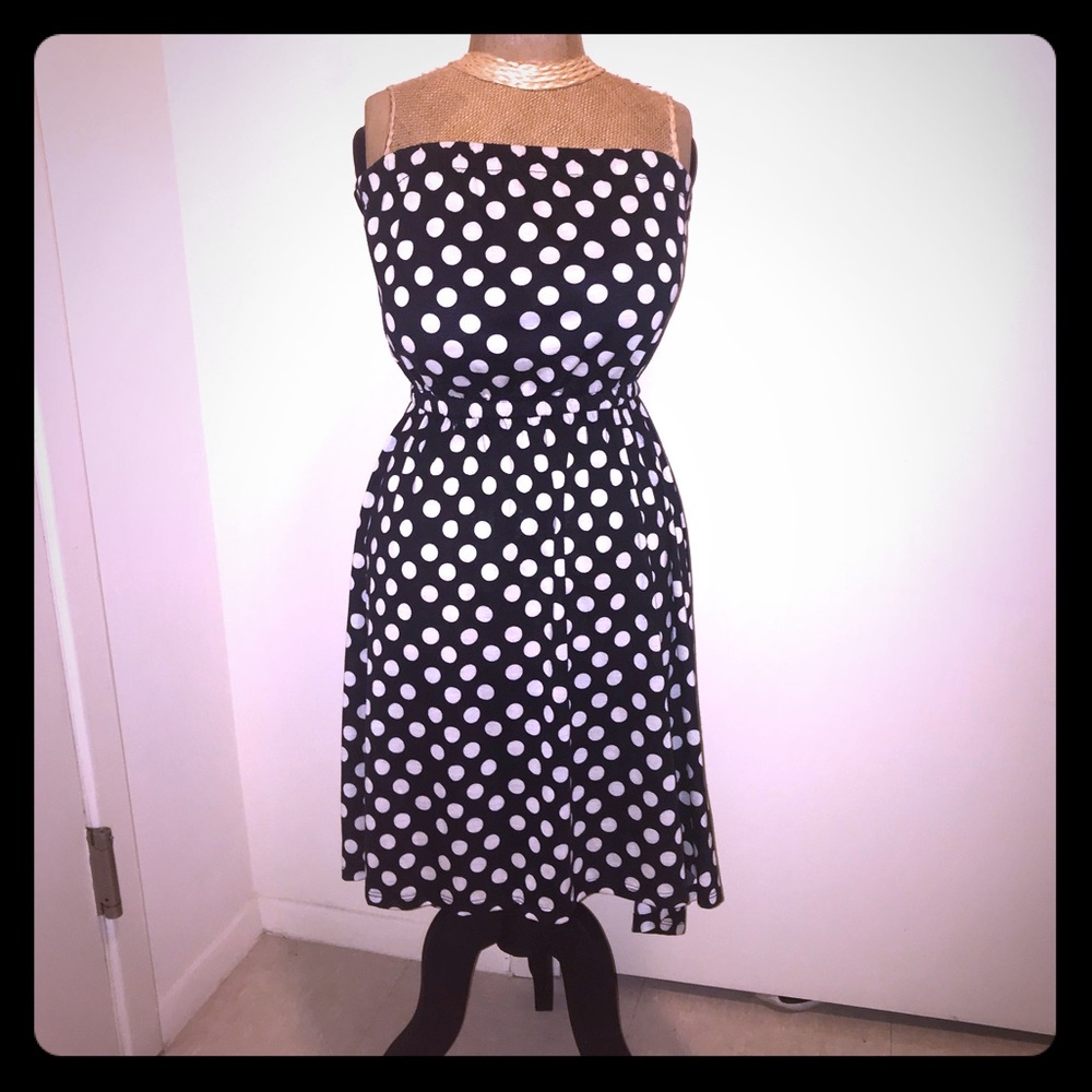 Strapless polka dot dress